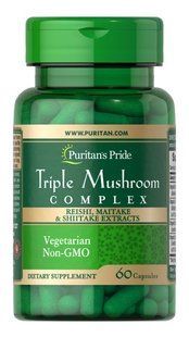 Puritan's Pride Triple Mushroom Complex Reishi Shiitake Maitake 60 капсул 02327 фото