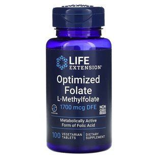 Life Extension Optimized Folate 1,700 mcg DFE 100 таблеток LEX-19391 фото