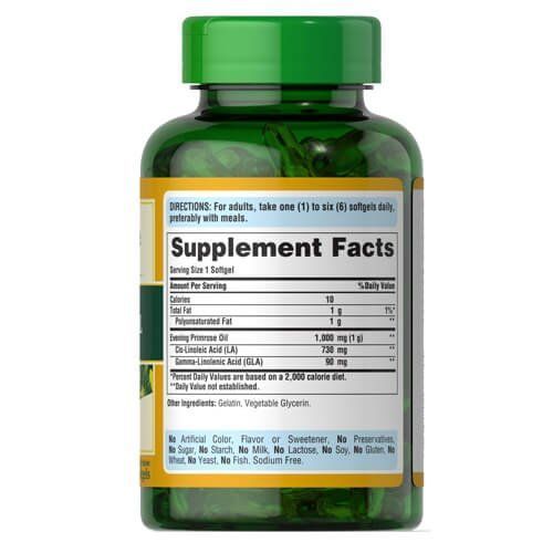 Puritan's Pride Evening Primrose Oil 1000 mg with GLA 120 капс 07374 фото