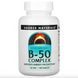 Вітаміни групи B, Source Naturals, комплекс B-50, вітаміни групи B, 50 мг, 100 таблеток SNS-00421 фото 1