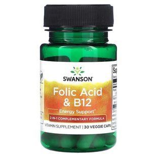 Swanson Folic Acid & B12 30 капсул SWU670 фото