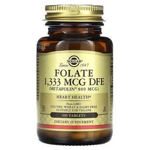 Solgar Folate 1333 mcg (Metafolin 800 mcg) 100 таблеток SOL-01945 фото