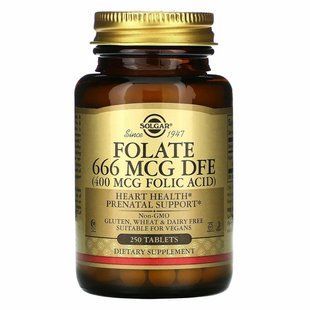 Solgar Folate 666 mcg (400 mcg Folic Acid) 250 таблеток SOL-01081 фото
