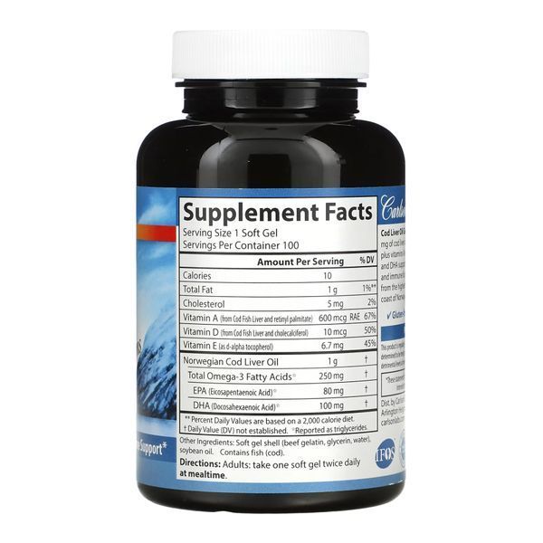 Cod Liver Oil Super 1000mg - 100 softgels 2023-10-3889 фото