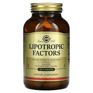 Ліпотропний фактор, Solgar Lipotropic Factors 100 таблеток SOL-001581 фото