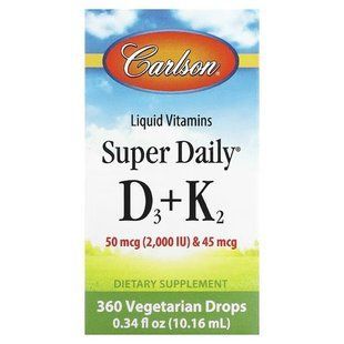 Carlson Liquid Super Daily D3+K2 2000IU/45mcg 10.16 мл CAR-10500 фото