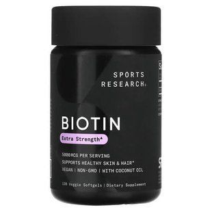 Sports Research Biotin 5,000 mcg with Coconut Oil 120 рідких капсул SRE-09000 фото