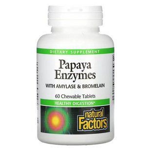Ферменти для травлення, Natural Factors Papaya Enzymes 60 жувальних таблеткок NFS-001748 фото