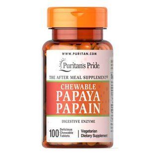 Папаїн, Puritan's Pride Papaya Papain 100 жувальних таблеток 1203112 фото
