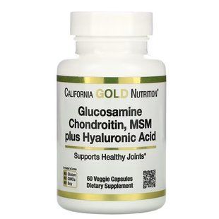California Gold Nutrition Glucosamine, Chondroitin, MSM Plus Hyaluronic Acid 60 капсул CGN-01470 фото