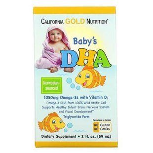 Омега-3 з вітаміном D3 для діток, California Gold Nutrition baby's DHA Omega-3 with Vitamin D3 59 мл 12181 фото