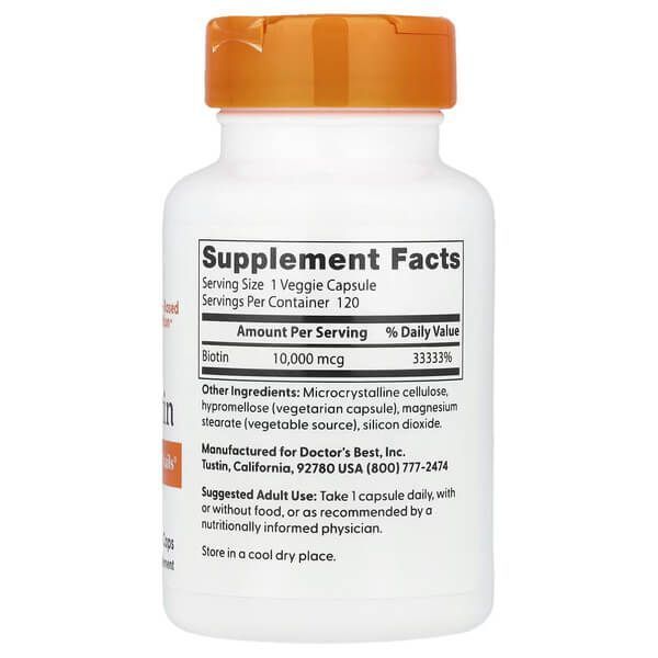 Doctor's Best Biotin 10,000 mcg 120 вегетаріанських капсул DRB-00373 фото