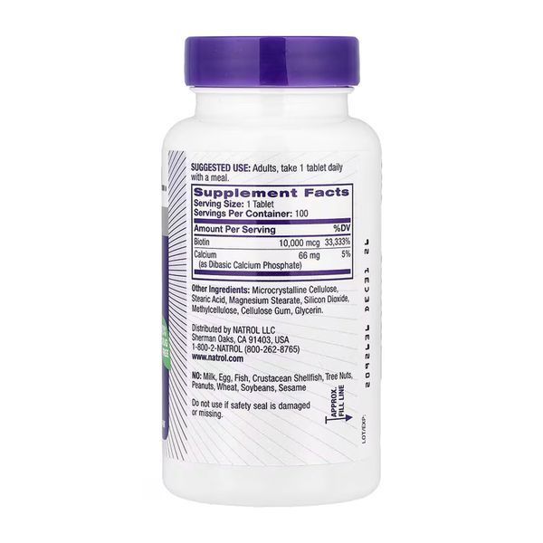 Biotin 10,000mcg - 100 tabs 100-25-6725399-20 фото