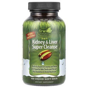 Комлекс для детоксикації Irwin Naturals 2-In-1 (Kidney & Liver) Super Cleanse, 60 рідких капсул IRW-59457 фото