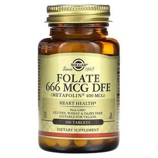 Solgar Folate 666 mcg DFE (Metafolin 400 mcg) 100 таблеток SOL-01941 фото
