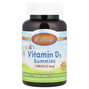 Carlson Kid's Vitamin D3 1,000 IU 60 жувальних цукерок CAR-49430 фото