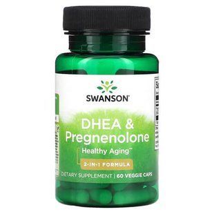 ДГЕА+Прегненолон Swanson (DHEA & Pregnenolone), 60 вегетаріанських капсул SWU829 фото