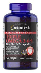 Puritan's Pride Maximum Strength Triple Omega 3-6-9 240 капсул 10148 фото