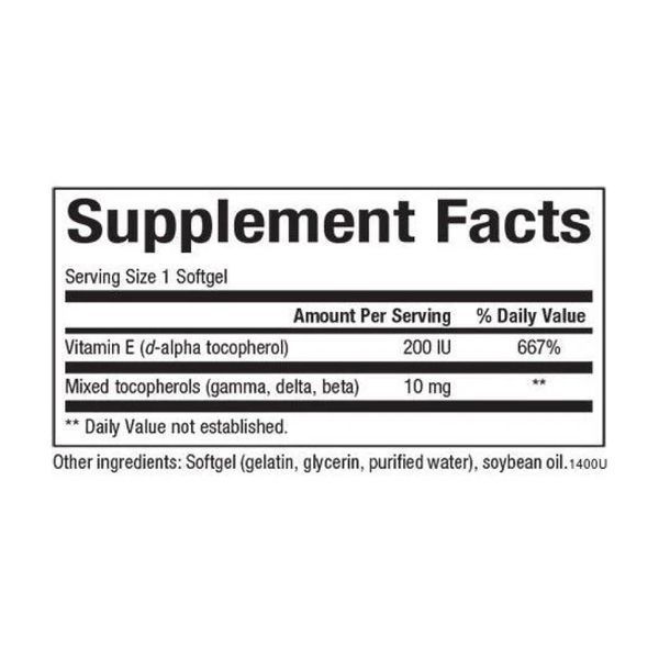 Mixed Vitamin E 134 mg (200 IU) - 90 softgels 2023-10-3814 фото