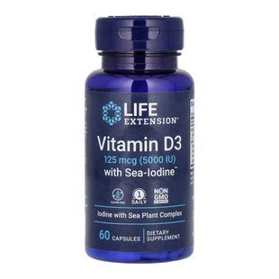 Vit D3 with Sea-Iodine&trade; 125 mcg (5000 IU) - 60 caps (Пошкоджена банка) 2024-11-0626 фото