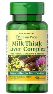 Puritan's Pride Milk Thistle Liver Complex 90 капсул 26095 фото