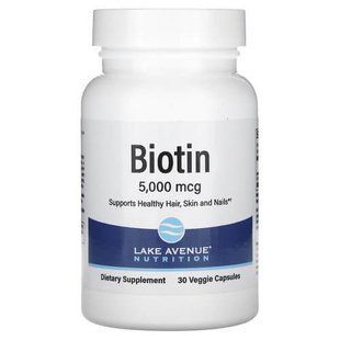 Lake Avenue Nutrition Biotin 5,000 mcg 30 вегетаріанських капсул LKN-01676 фото