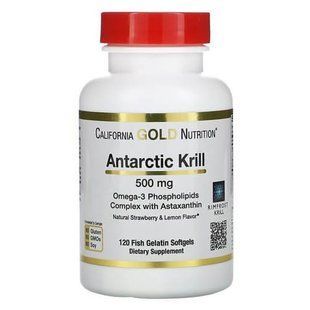 Масло антарктичного криля, California Gold Nutrition Antarctic Krill Oil 500 mg 120 гельових капсул 13141 фото