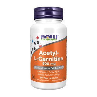 NOW Acetyl-L-Carnitine 500 mg (50 veg caps) 06768-01 фото