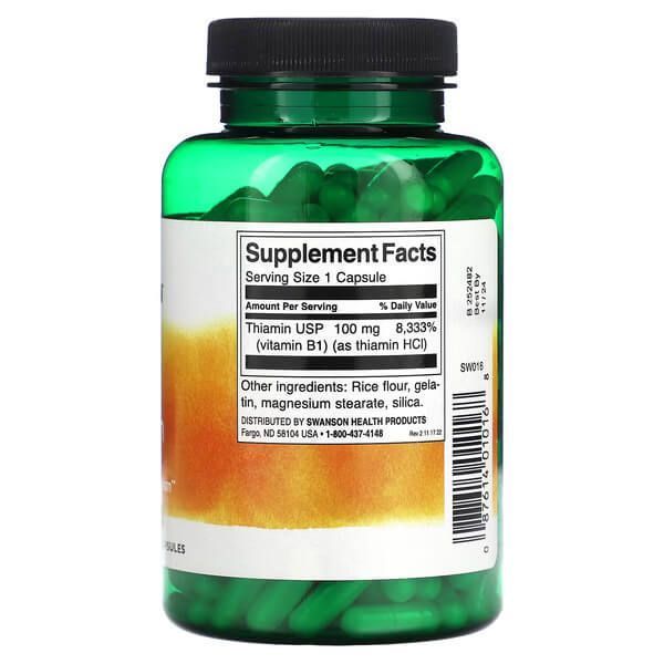 Swanson B1 Thiamin 100 mg 250 капсул SW016 фото