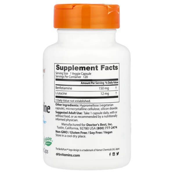 Doctor's Best Benfotiamine 150 with BenfoPure 150 mg 120 вегетаріанських капсул DRB-00129 фото