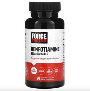 Бенфотіамін, Force Factor, Benfotiamine, 250 mg, 90 Vegetable Capsules FOA-666024 фото