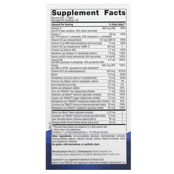 Nordic Naturals Men's Multivitamin One Daily 30 таблеток NOR-01554 фото