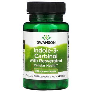 Індол-3-карбінол та ресвератрол, Swanson Indole-3-Carbinol with Resveratrol 200 mg 60 капсул SWV-02315 фото