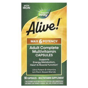 Nature's Way Alive! Max 6 Potency Adult Multivitamin With Iron 90 капсул NWY-15090 фото