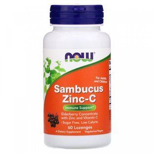 Цинк з вітаміном с і Бузиною, Now Foods, Sambucus Zinc-C, 60 льодяників 007 фото