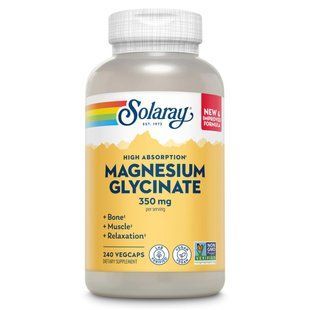 Магній гліцинат з підвищеною засвоюваністю, Solaray Magnesium Glycinate 350 mg 240 капсул SOR-889504 фото