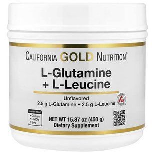 California Gold Nutrition L-Glutamine + L-Leucine 450 грам SPN-02479 фото