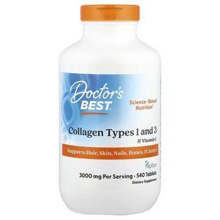 Doctor's Best Collagen Types 1 and 3 with Vitamin C 1,000 mg 540 таблеток DRB-00358 фото