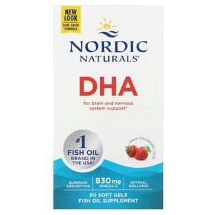 Nordic Naturals DHA 90 рідких капсул, Полуниця NOR-01743 фото