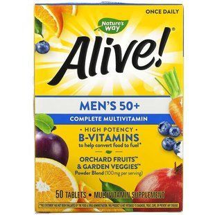 Мультивітаміни для чоловіків старше 50 років, Nature's Way Alive! Men's 50+ Complete Multivitamin 50 таблеток NWY-136611 фото