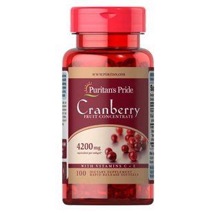 Puritan's Pride Cranberry Fruit Concentrate with C + E 4200 mg 100 капсул 04360 фото