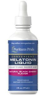 Puritan's Pride Sublingual Melatonin Natural Black Cherry Flavor 1 mg 59 мл, Вишня 016835 фото