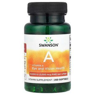Swanson Vitamin A 10,000 IU (3,000 mcg RAE) 250 капсул SW001 фото