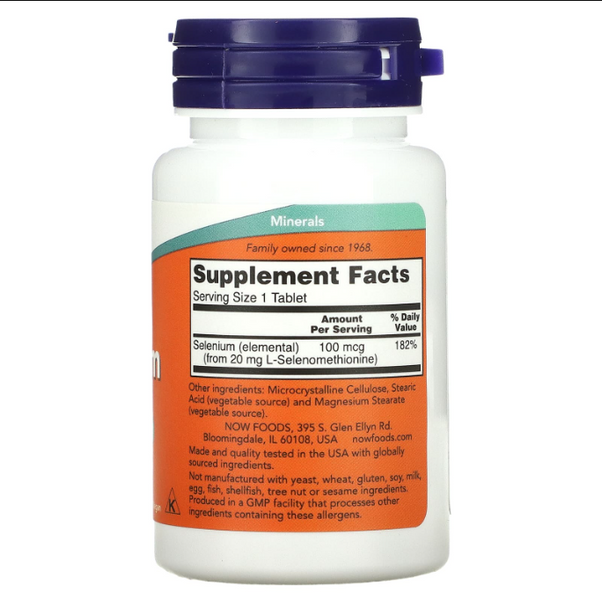 NOW Selenium 100 mcg 100 таблеток NOW-01480 фото