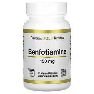 Бенфотіамін, California Gold Nutrition Benfotiamine 150 mg 30 рослинних капсул CGN-02024 фото