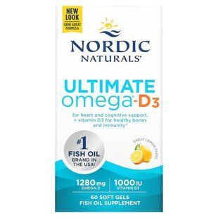 Nordic Naturals Ultimate Omega-D3 1,280 mg 60 рідких капсул, Лимон NOR-01794 фото
