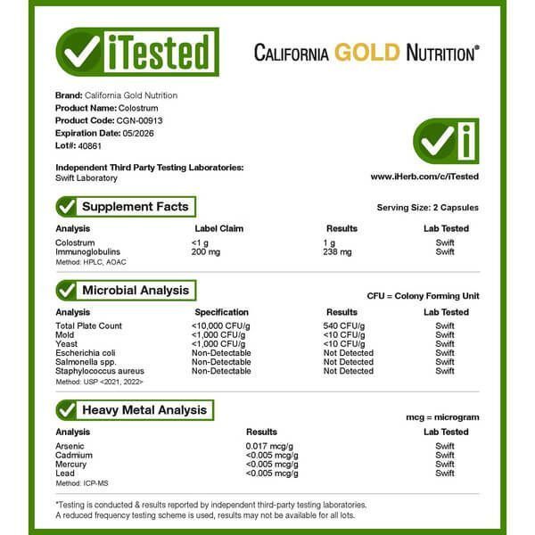 California Gold Nutrition Colostrum 240 рослиниих капсул CGN-00913 фото
