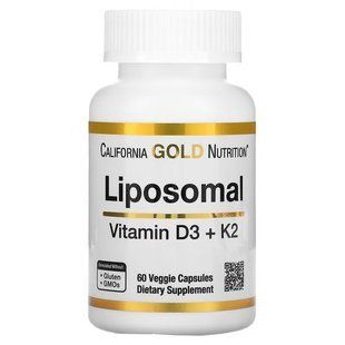 Ліпосомальні вітаміни K2 і D3, California Gold Nutrition Liposomal Vitamin K2+ D3 60 капсул CGN-001875 фото