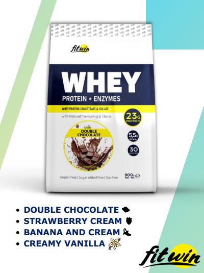 FitWin WHEY Protein + Enzymes 77% 900 грам, Подвійний шоколад FIT-0120 фото