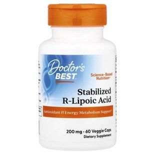 Doctor's Best Stabilized R-Lipoic Acid 200 mg 60 рослинних капсул DRB-00278 фото